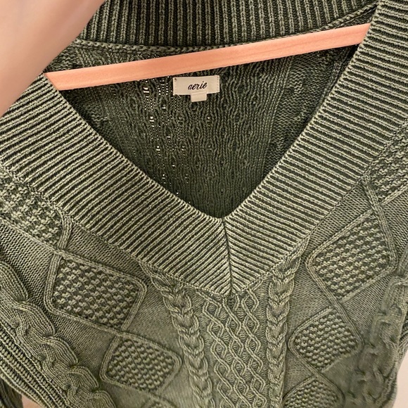 Aerie green cable knit sweater - Picture 13 of 15